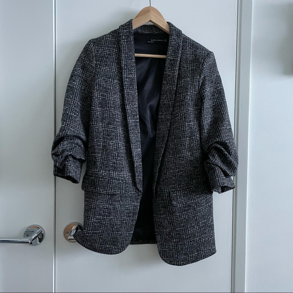 Zara Houndstooth Wool Blazer